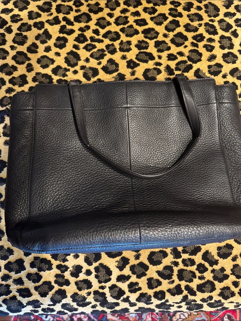Tory Burch Black Pebbled Leather Satchel with Gold Logo